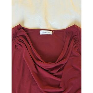 Calvin Klein Sleeveless Draped Red Blouse (M)